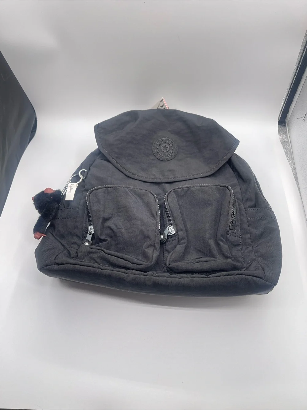 KIPLING Women's Black Fiona Backpack Kl9015 Black Tonal- Monkey Davina MSRP $114